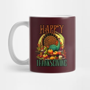 Happy Thanksgiving, turkey, pumpkin Mug